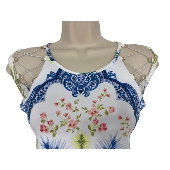 Size XXL‎ 1X 16 MIXED PRINT SCUBA SHEATH DRESS Summer Wedding Party PLUS SIZE - Picture 2 of 4